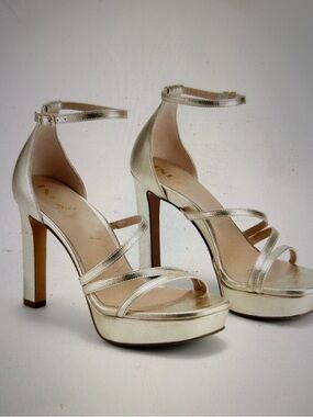Inez Bianca Soft Gold Platform High Heels Strappy Comfort Sz 9 New